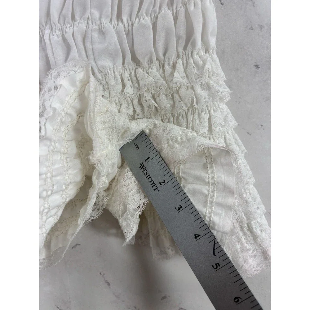 Vintage 60s Ruffled Bloomers kawaii White Pettipants M Coquette Poofy Ruffle - Picture 8 of 16